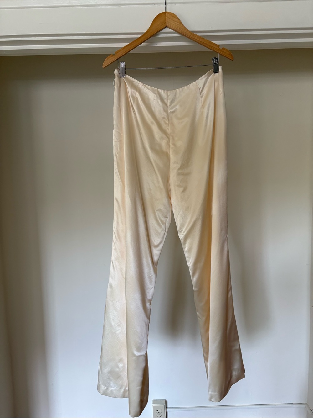 Ralph Lauren Cream 100% Silk Wide-Leg Palazzo Pants